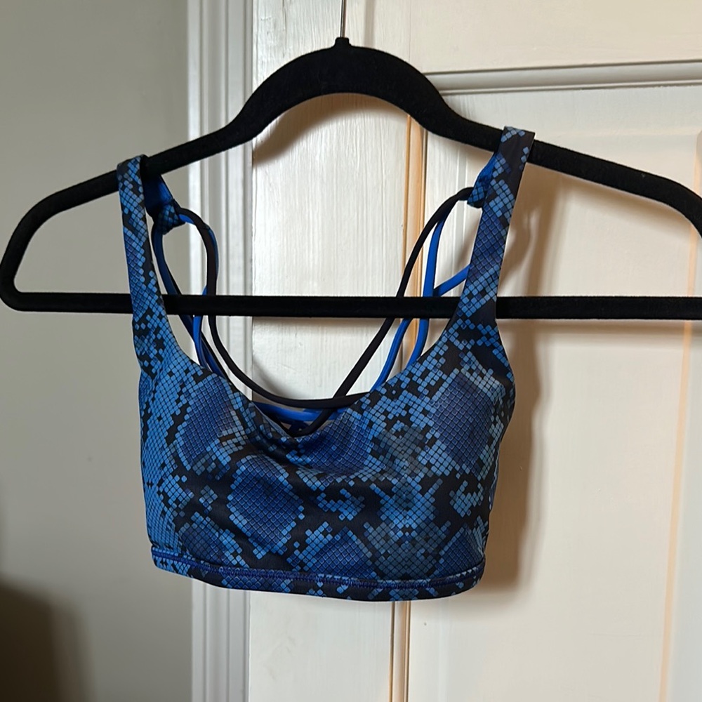 Blue Snake Print Sports Bra